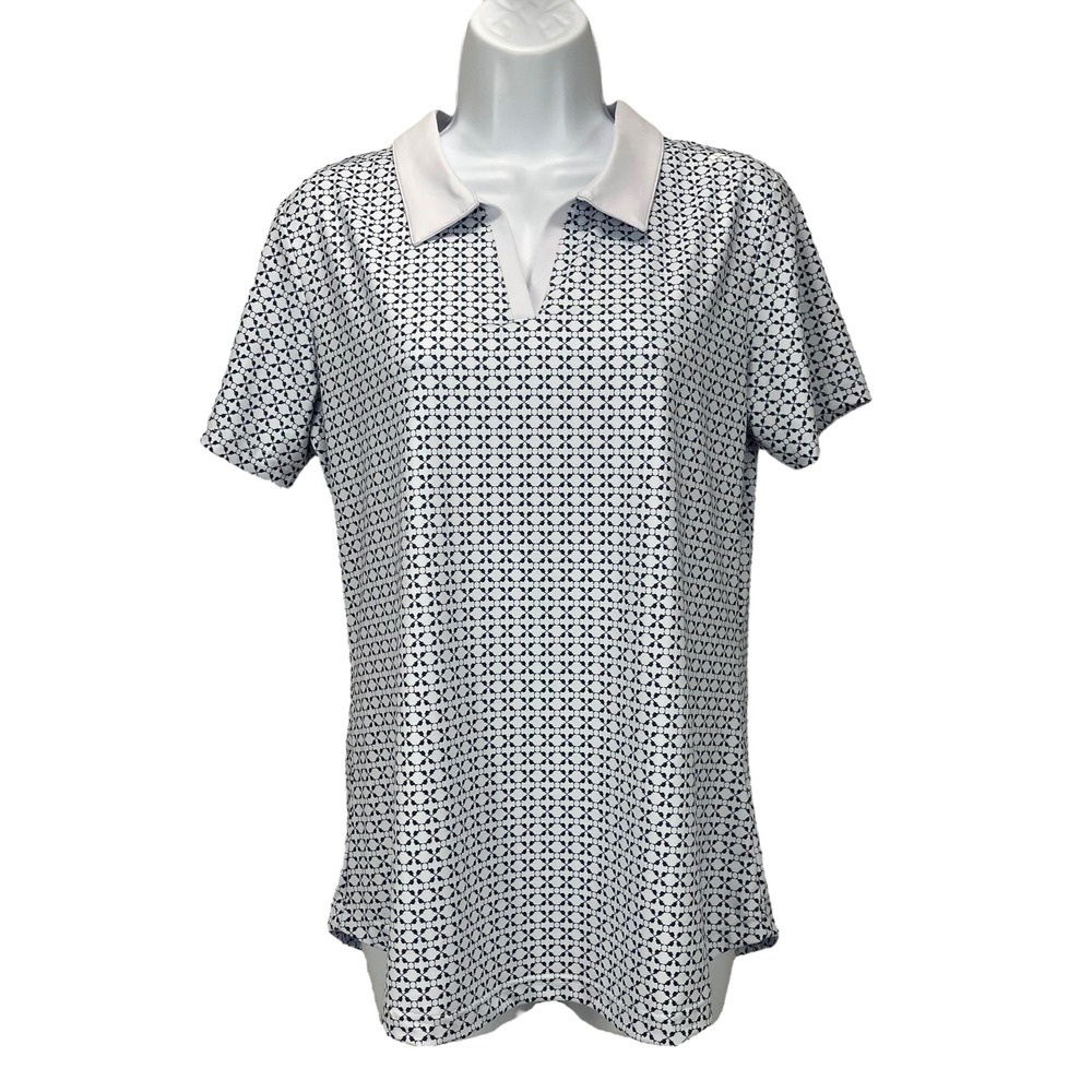 Scales Women's Medium Nautrical Sail Polo Blue/Navy Stretchy Golf‎ Fishing Top